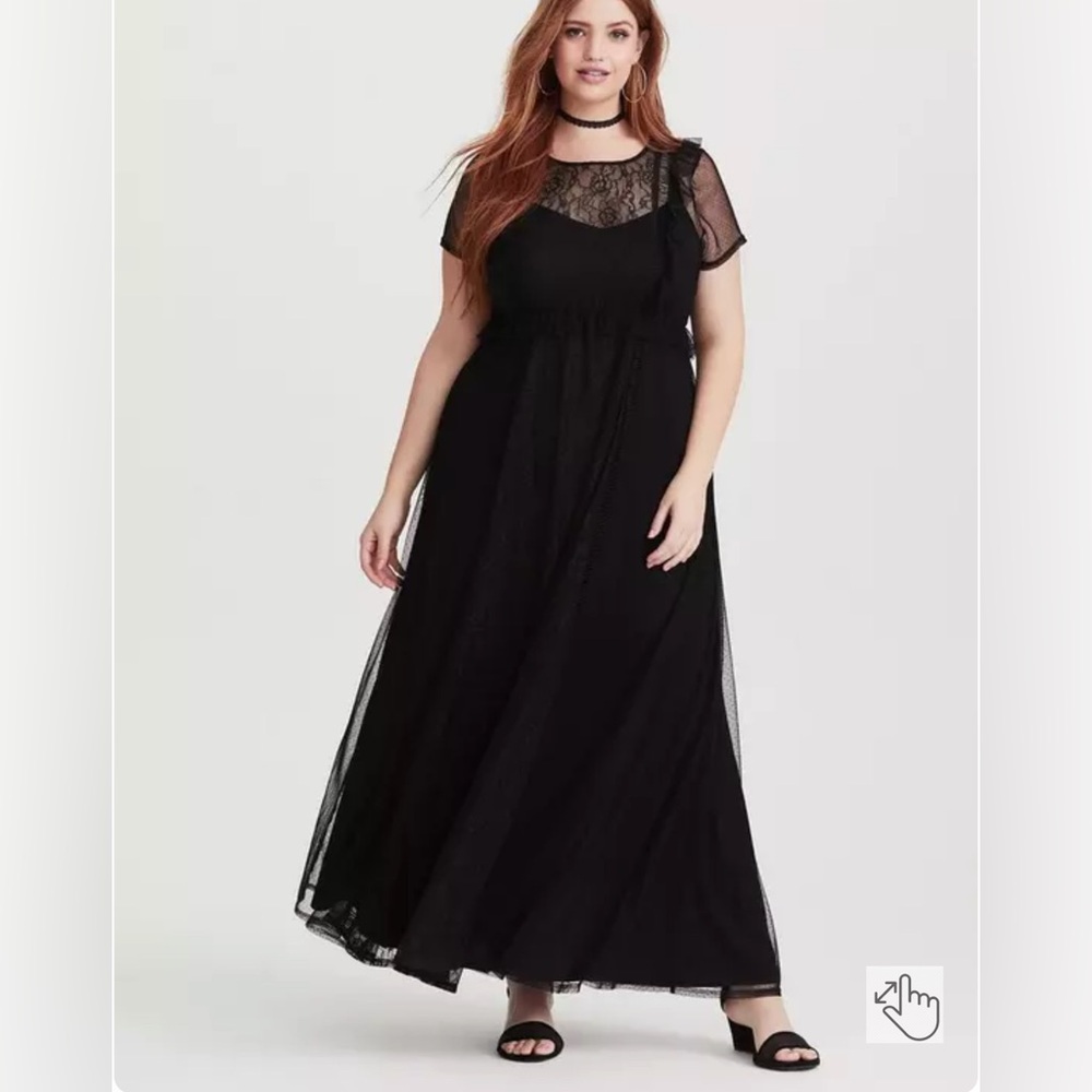 Torrid Sheer Sleeve Black Maxi Dress